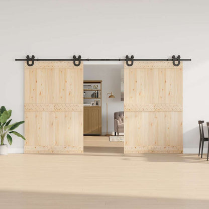 Kit di Binari per Porte Scorrevoli 400 cm Acciaio Nero