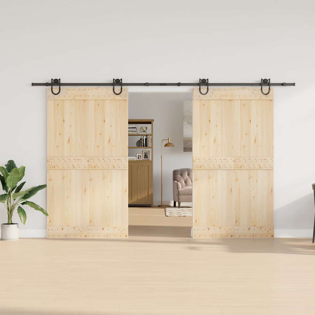 Kit di Binari per Porte Scorrevoli 366 cm Acciaio Nero