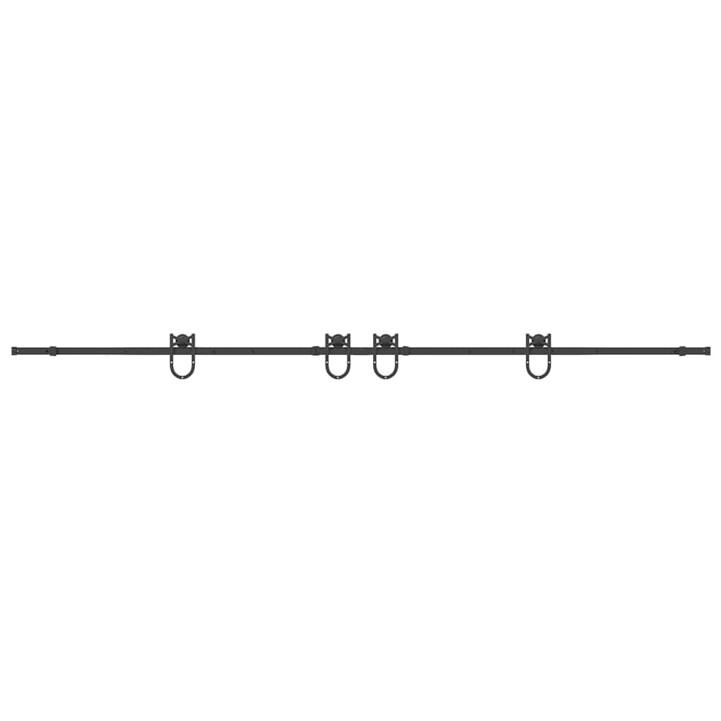 Kit di Binari per Porte Scorrevoli 366 cm Acciaio Nero