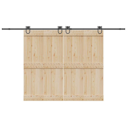 Kit di Binari per Porte Scorrevoli 366 cm Acciaio Nero
