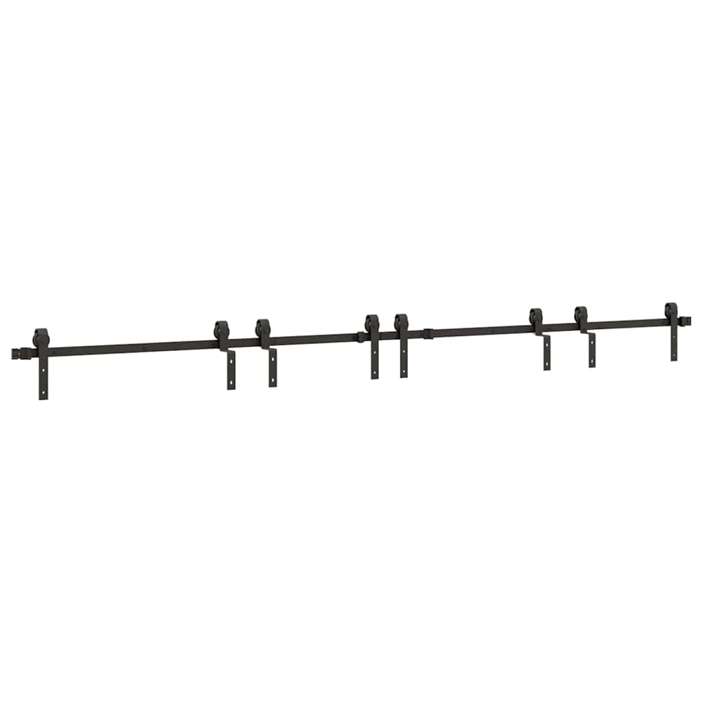 Kit di Binari per Porte Scorrevoli 366 cm Acciaio Nero