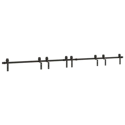 Kit di Binari per Porte Scorrevoli 366 cm Acciaio Nero