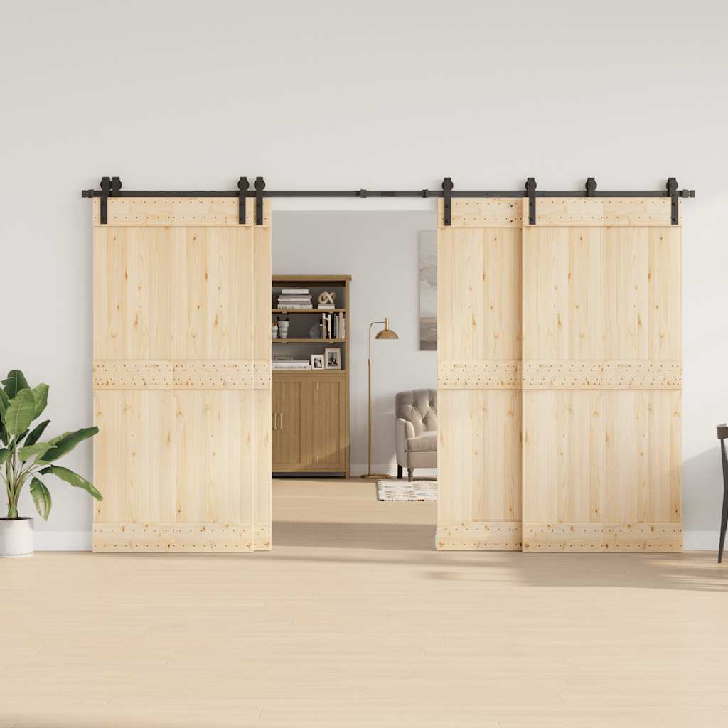 Kit di Binari per Porte Scorrevoli 366 cm Acciaio Nero