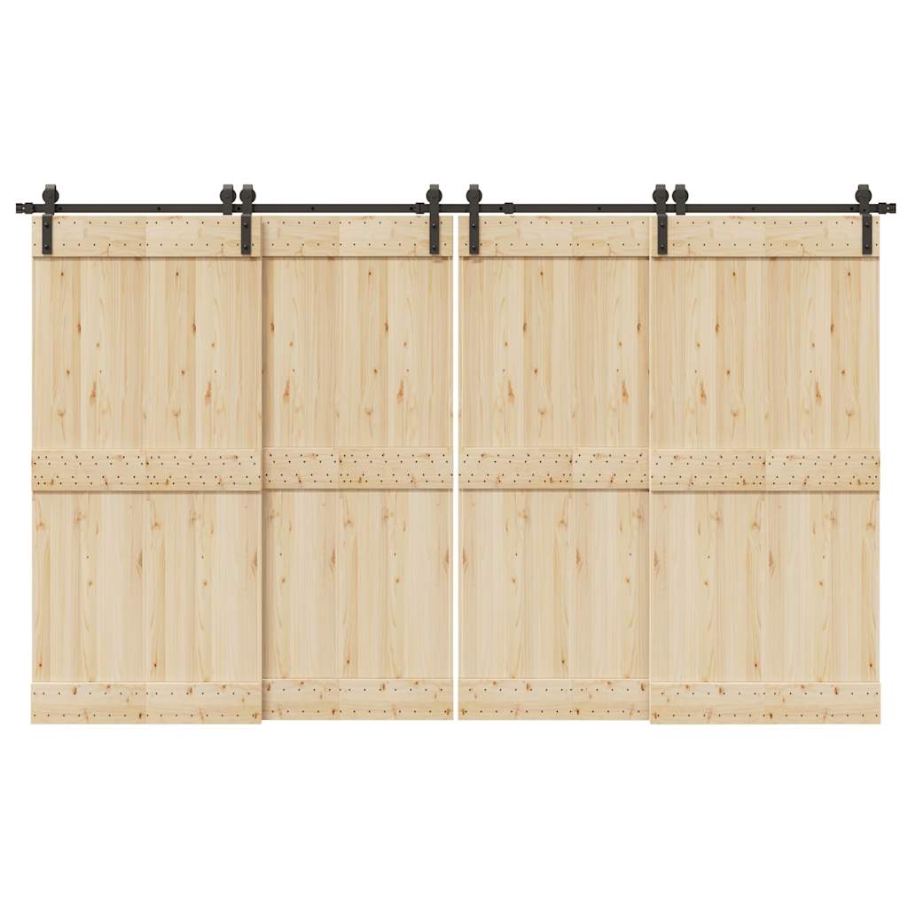 Kit di Binari per Porte Scorrevoli 366 cm Acciaio Nero