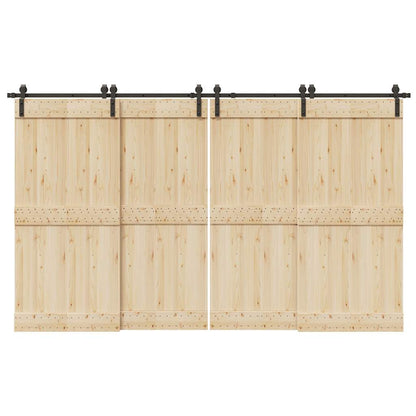 Kit di Binari per Porte Scorrevoli 366 cm Acciaio Nero