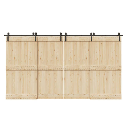 Kit di Binari per Porte Scorrevoli 400 cm Acciaio Nero