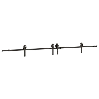 Kit di Binari per Porte Scorrevoli 366 cm Acciaio Nero