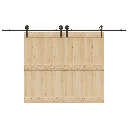 Kit di Binari per Porte Scorrevoli 366 cm Acciaio Nero