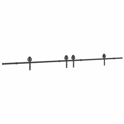 Kit di Binari per Porte Scorrevoli 400 cm Acciaio Nero