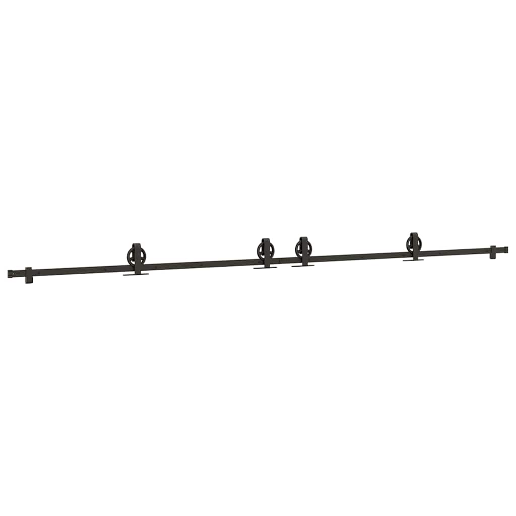 Kit di Binari per Porte Scorrevoli 366 cm Acciaio Nero