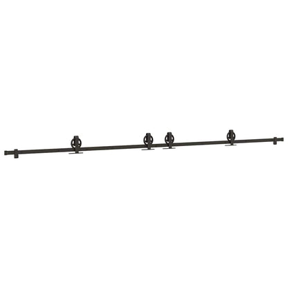 Kit di Binari per Porte Scorrevoli 366 cm Acciaio Nero