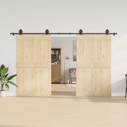Kit di Binari per Porte Scorrevoli 366 cm Acciaio Nero
