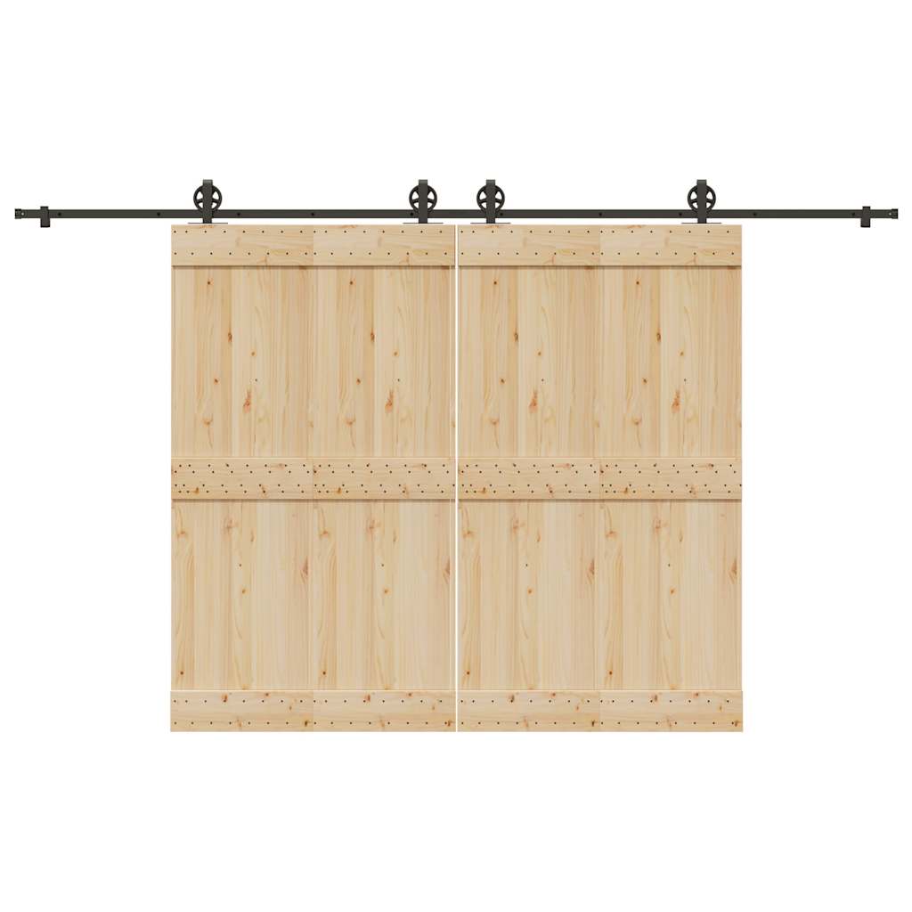 Kit di Binari per Porte Scorrevoli 366 cm Acciaio Nero