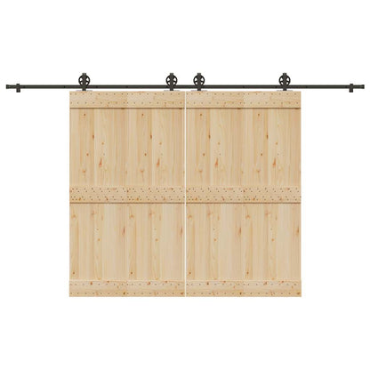 Kit di Binari per Porte Scorrevoli 366 cm Acciaio Nero