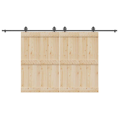 Kit di Binari per Porte Scorrevoli 400 cm Acciaio Nero