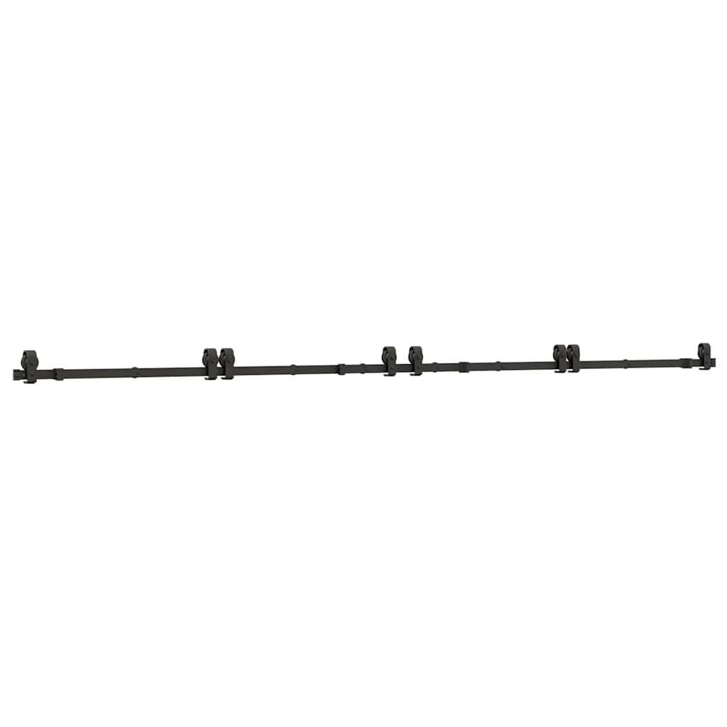 Kit di Binari per Porte Scorrevoli 366 cm Acciaio Nero
