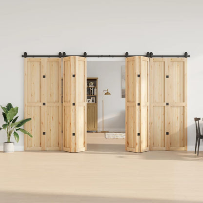 Kit di Binari per Porte Scorrevoli 366 cm Acciaio Nero