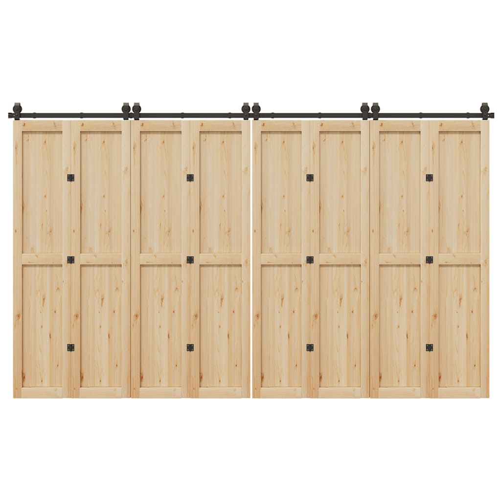 Kit di Binari per Porte Scorrevoli 366 cm Acciaio Nero