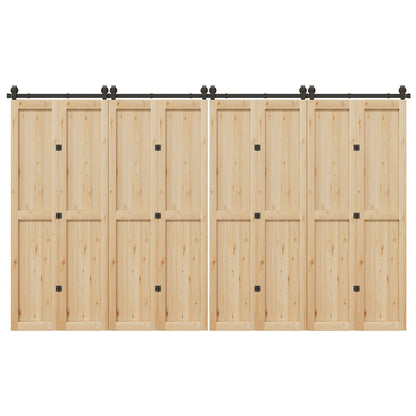 Kit di Binari per Porte Scorrevoli 366 cm Acciaio Nero