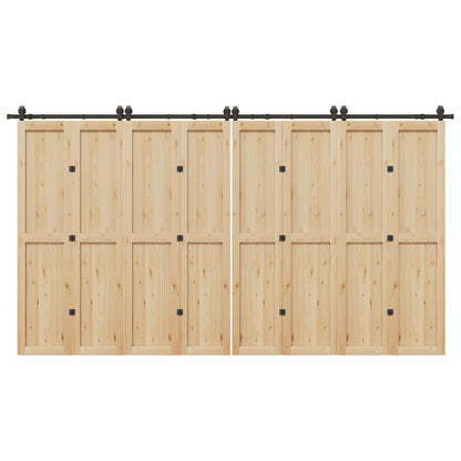 Kit di Binari per Porte Scorrevoli 400 cm Acciaio Nero