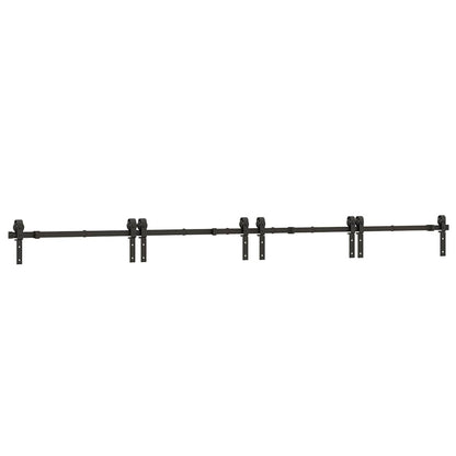 Kit di Binari per Porte Scorrevoli 366 cm Acciaio Nero