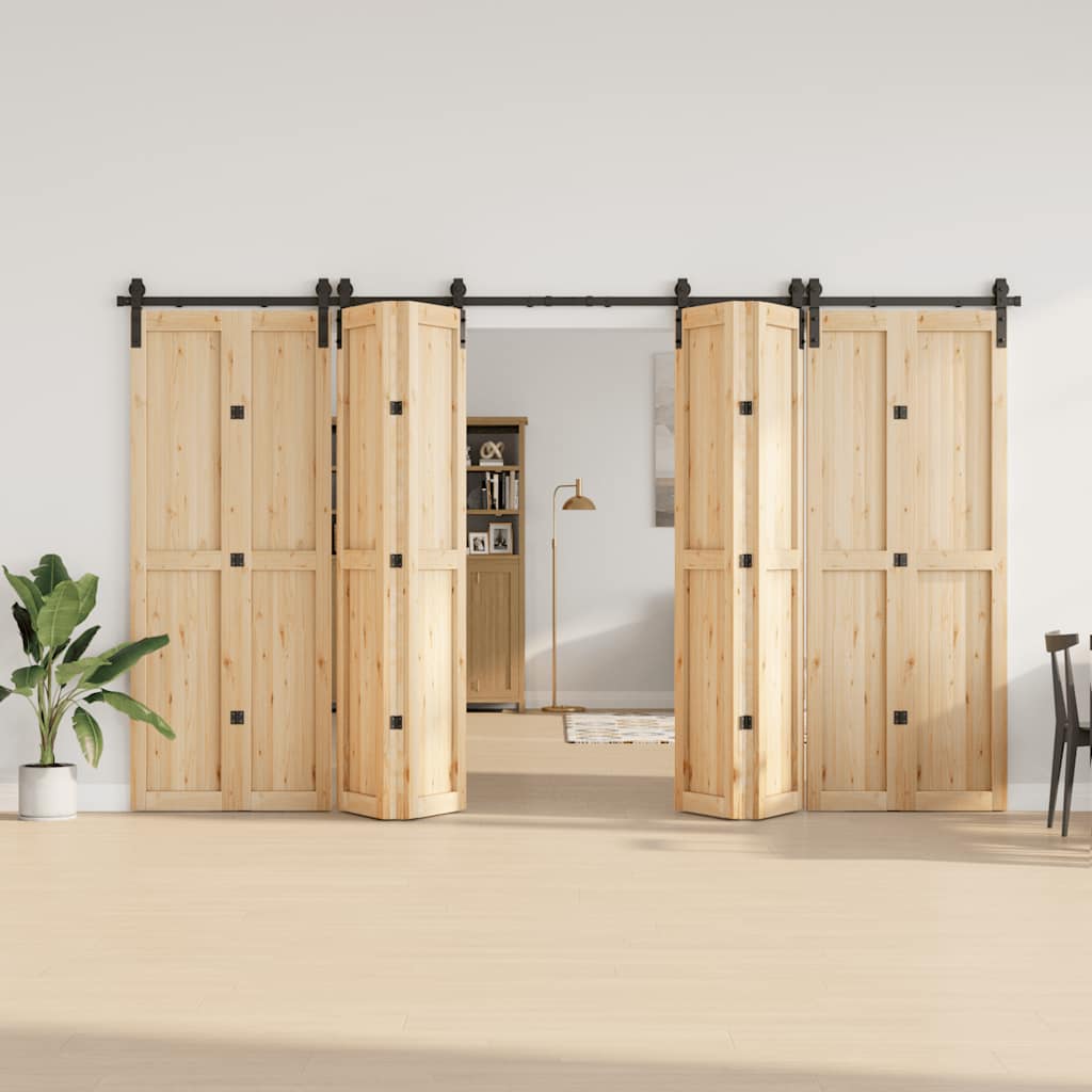 Kit di Binari per Porte Scorrevoli 366 cm Acciaio Nero