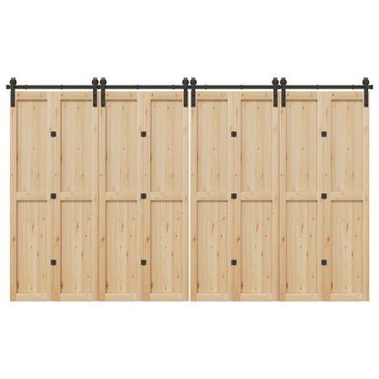 Kit di Binari per Porte Scorrevoli 366 cm Acciaio Nero