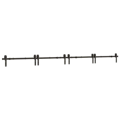 Kit di Binari per Porte Scorrevoli 400 cm Acciaio Nero