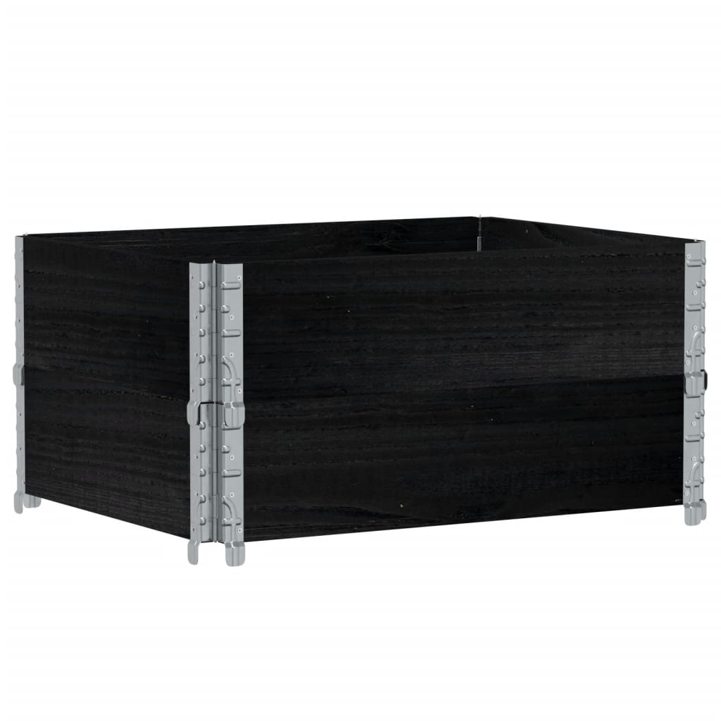 Paretali per Pallet 2 pz Neri 80x60cm in Legno Massello di Pino