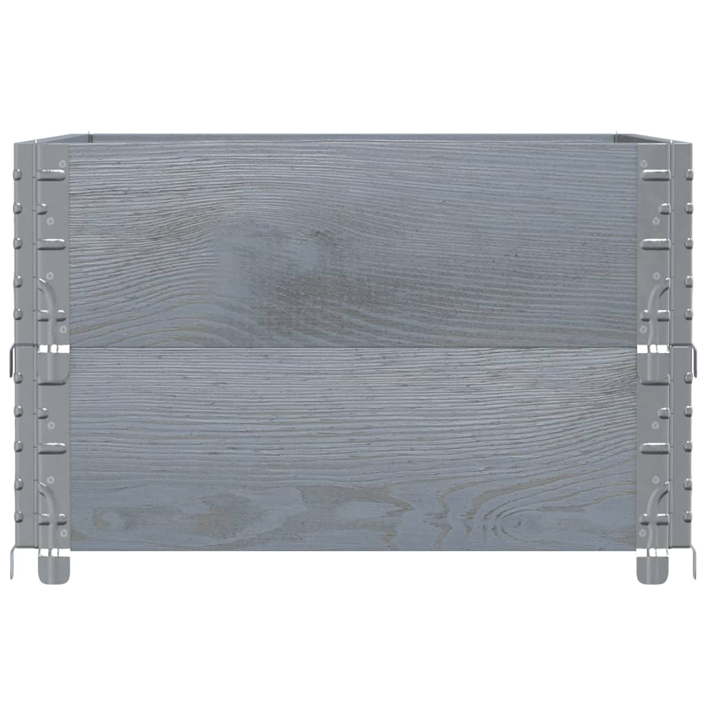 Paretali per Pallet 2pz Grigi 80x60cm in Legno Massello di Pino