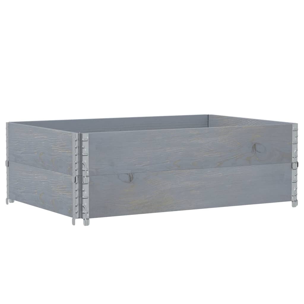 Paretali per Pallet 2pz Grigi 120x80cm Legno Massello di Pino