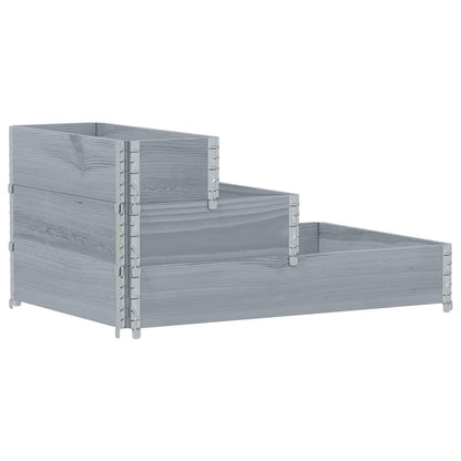 Fioriera Rialzata a 3 Livelli Grigia 120x80 cm Legno di Pino