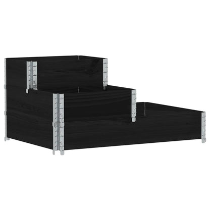 Fioriera Rialzata a 3 Livelli Nera 120x80 cm Legno di Pino