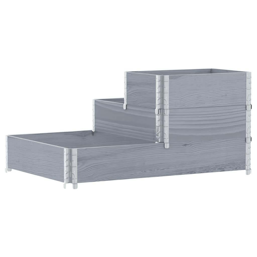 Fioriera Rialzata a 3 Livelli Grigia 120x80 cm Legno di Pino