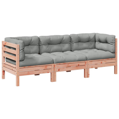 Set Divani Giardino 3 pz Cuscini Legno Massello Abete Douglas