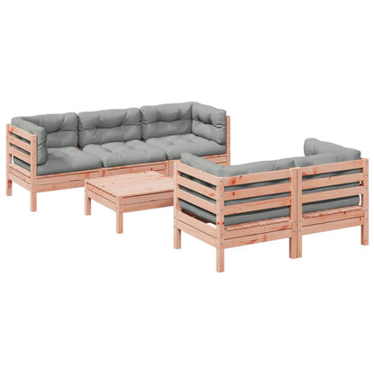 Set Divani Giardino 6 pz Cuscini Legno Massello Abete Douglas