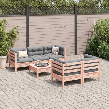 Set Divani Giardino 6 pz Cuscini Legno Massello Abete Douglas