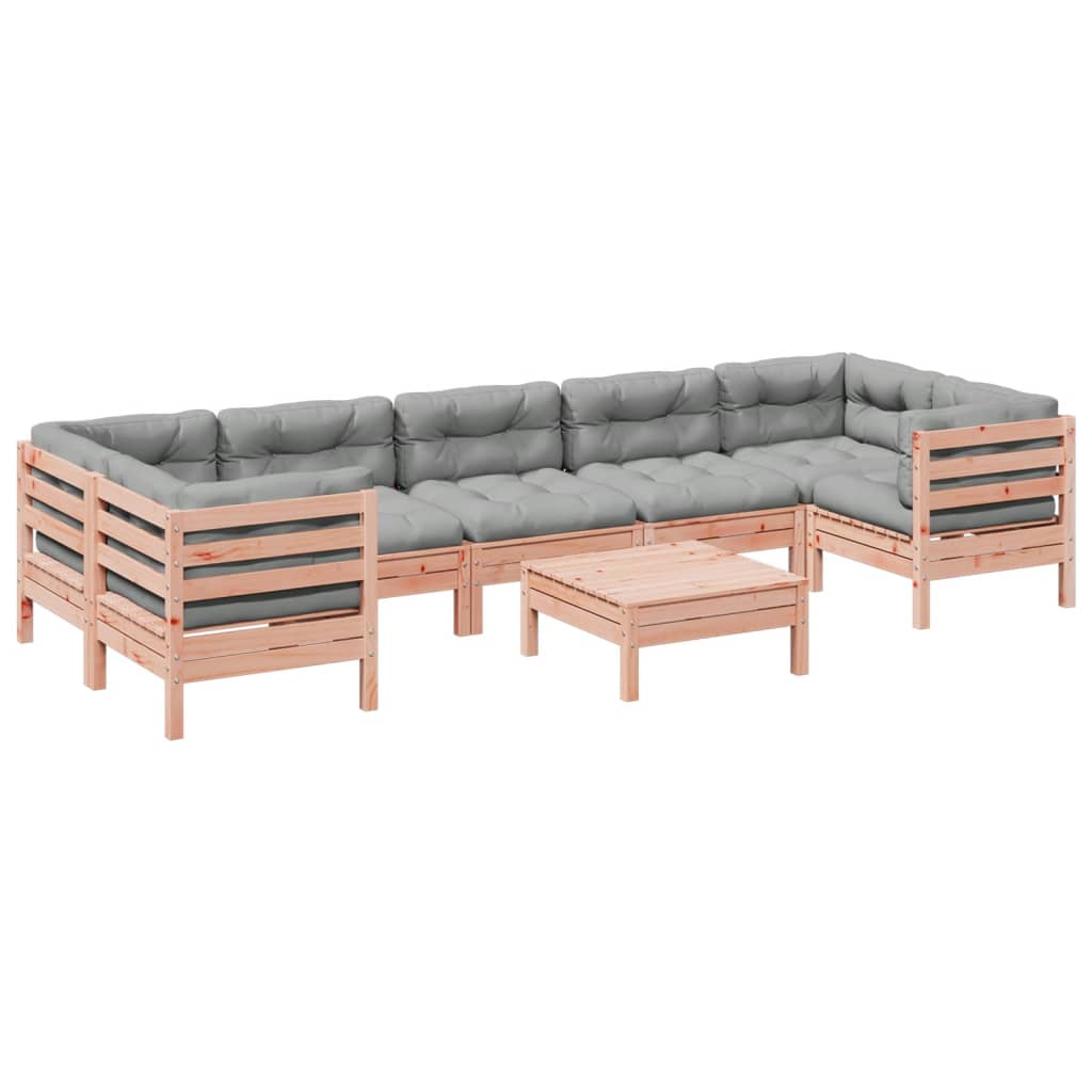 Set Divani da Giardino 8 pz con Cuscini Massello Abete Douglas