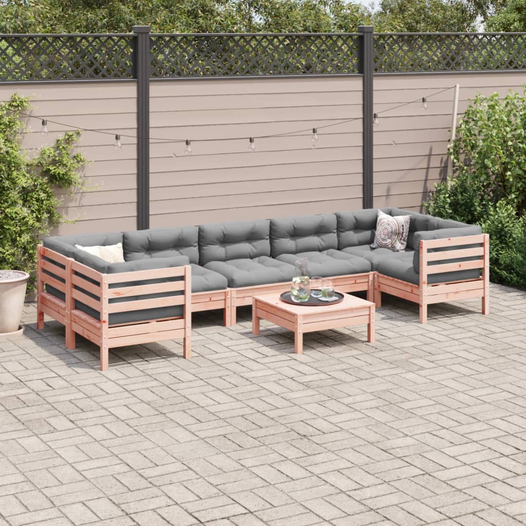 Set Divani da Giardino 8 pz con Cuscini Massello Abete Douglas