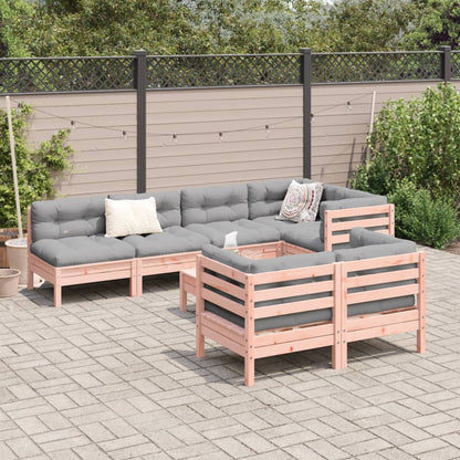 Set Divani da Giardino 8 pz con Cuscini Massello Abete Douglas
