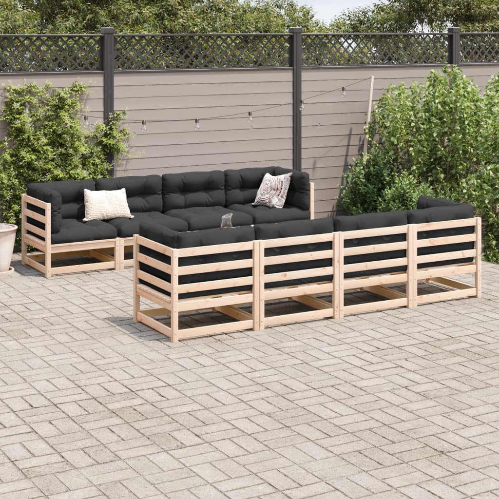 Set Divani da Giardino 9 pz in Legno Massello di Pino