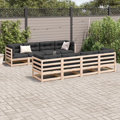 Set Divani da Giardino 9 pz in Legno Massello di Pino