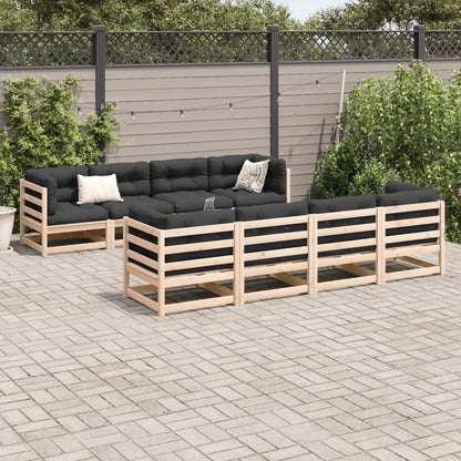 Set Divani da Giardino 9 pz con Cuscini Legno Massello di Pino
