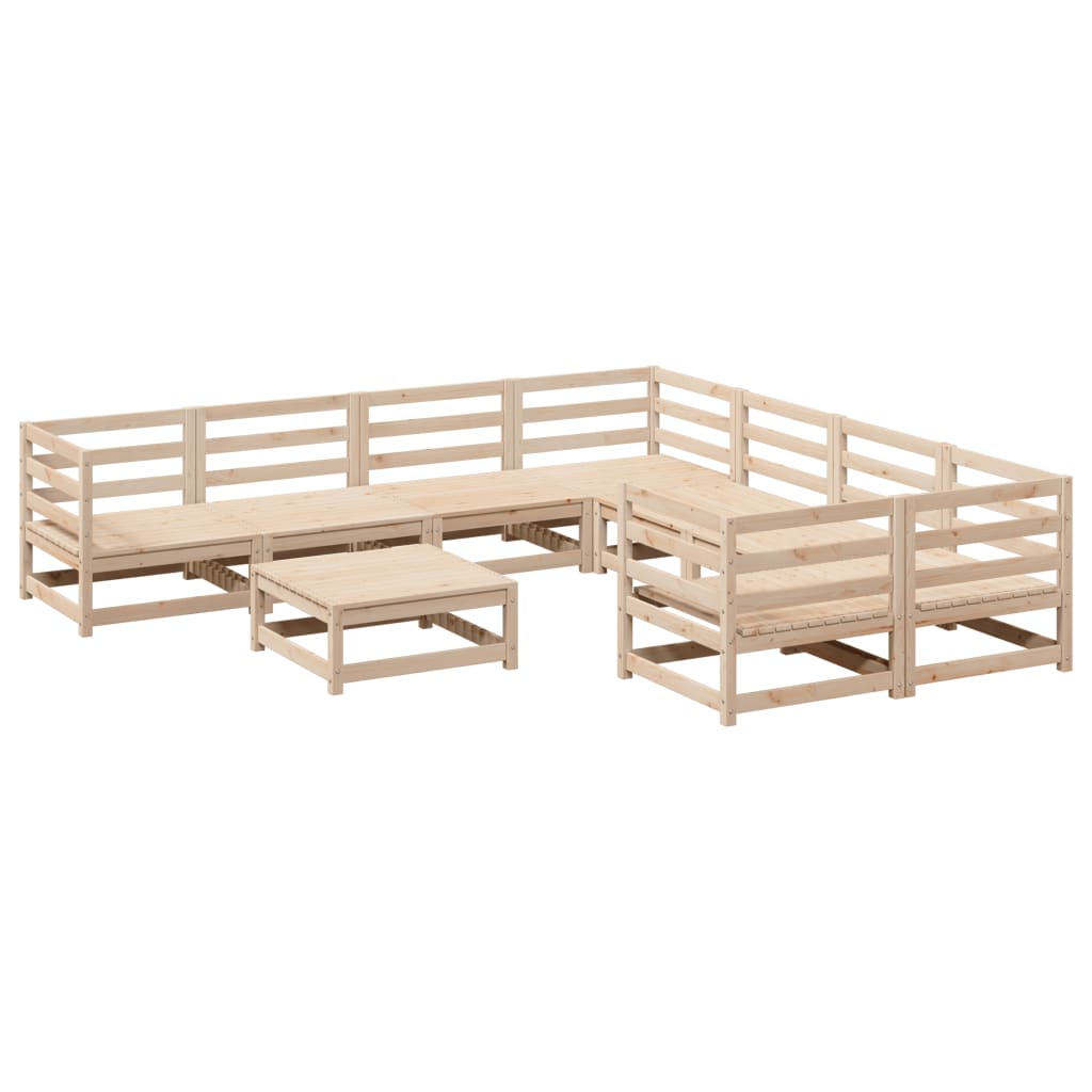 Set Divani da Giardino 9 pz in Legno Massello di Pino