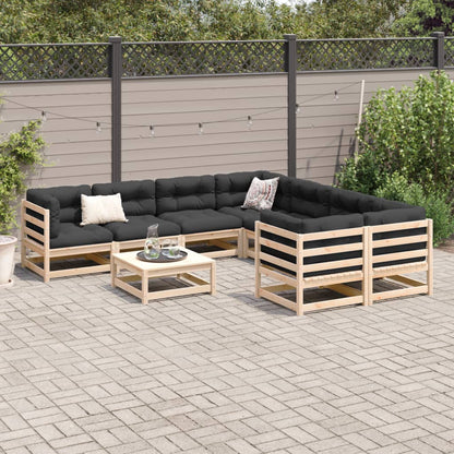 Set Divani da Giardino 9 pz in Legno Massello di Pino