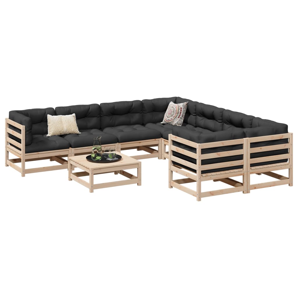 Set Divani da Giardino 9 pz in Legno Massello di Pino