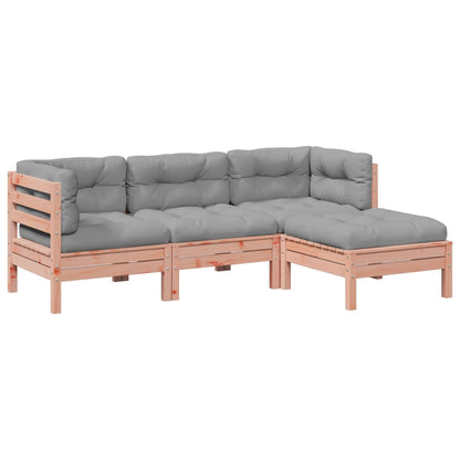 Set Divani Giardino 4 pz Cuscini Legno Massello Abete Douglas