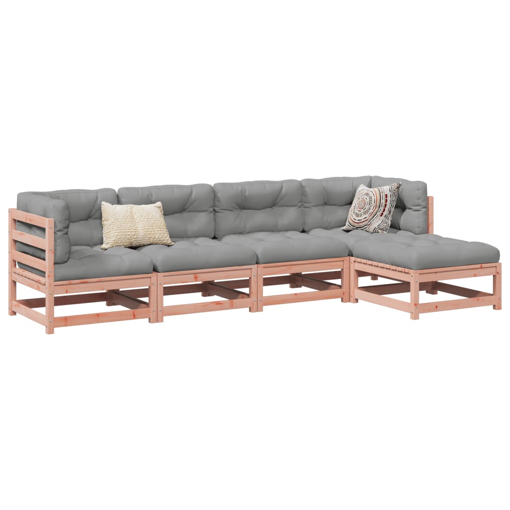 Set Divani Giardino 5 pz Cuscini Legno Massello Abete Douglas
