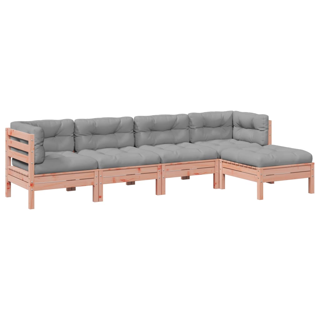 Set Divani Giardino 5 pz Cuscini Legno Massello Abete Douglas