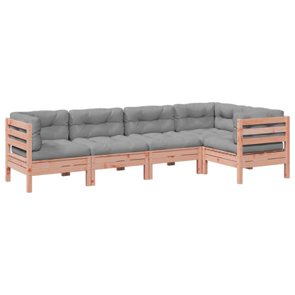 Set Divani Giardino 5 pz Cuscini Legno Massello Abete Douglas